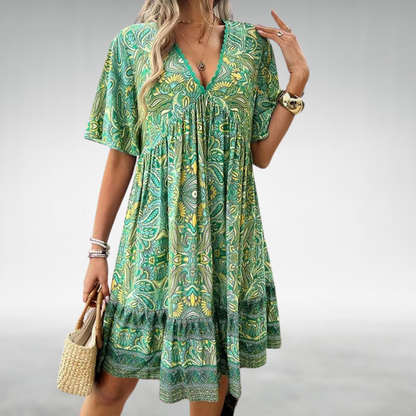 Susan – Paisley Print Boho Mini Dress