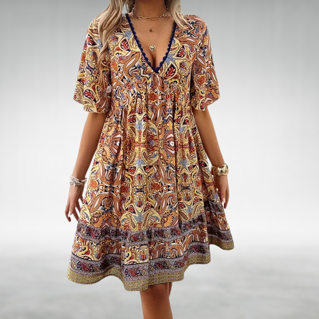 Susan – Paisley Print Boho Mini Dress