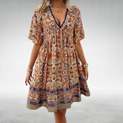 Susan – Paisley Print Boho Mini Dress