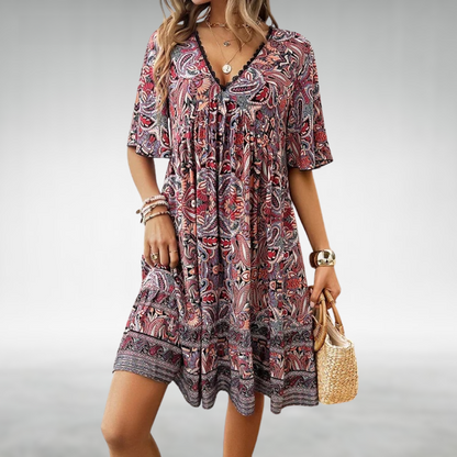 Susan – Paisley Print Boho Mini Dress