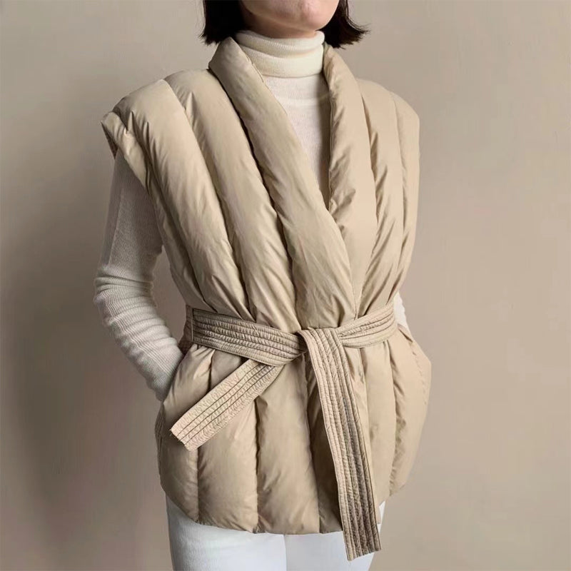 Angelique – Soft Belted Wrap Puffer Vest