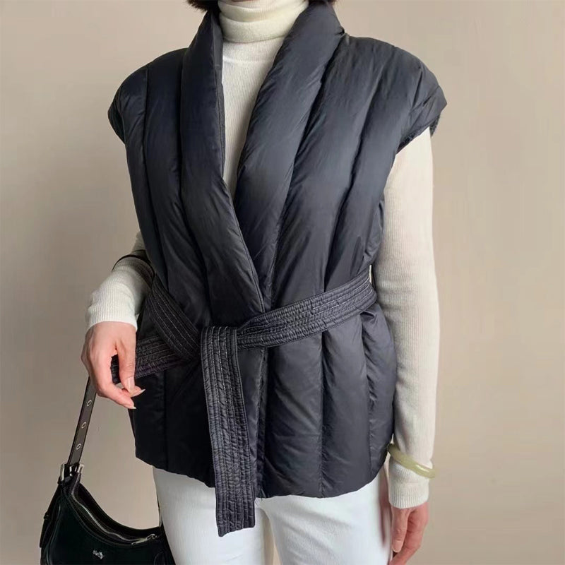 Angelique – Soft Belted Wrap Puffer Vest