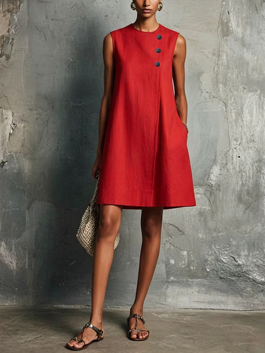 Narelle – Asymmetric Button Mini Dress