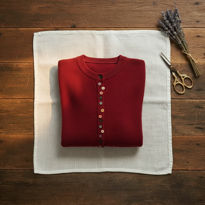 Merle – Crew Neck Cardigan with Multicolour Buttons
