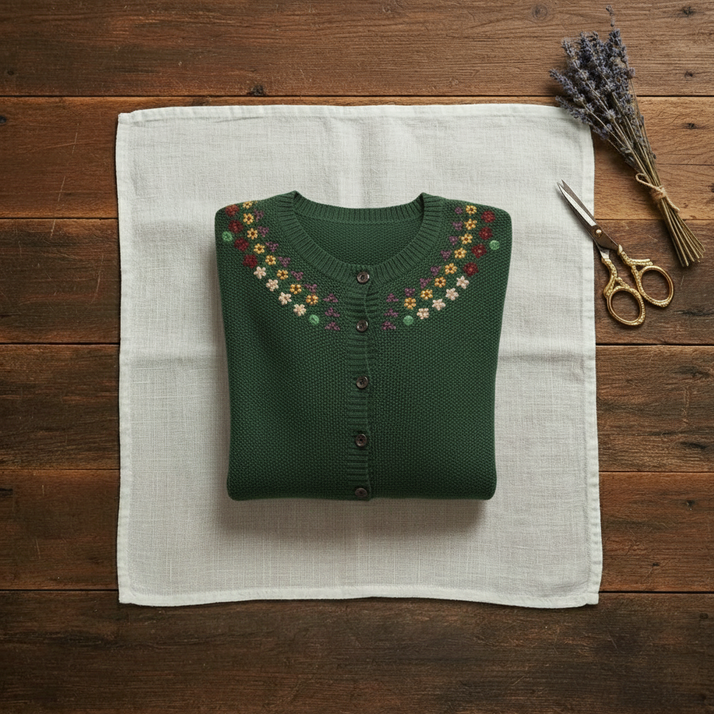 Imogene – Embroidered Floral Knit Cardigan