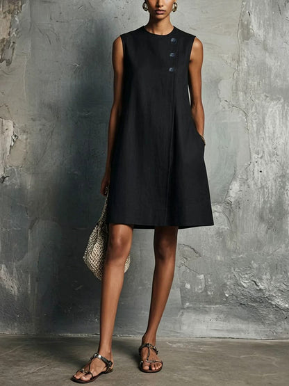 Narelle – Asymmetric Button Mini Dress