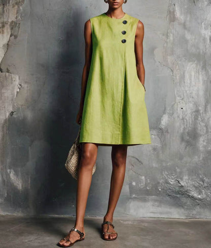 Narelle – Asymmetric Button Mini Dress
