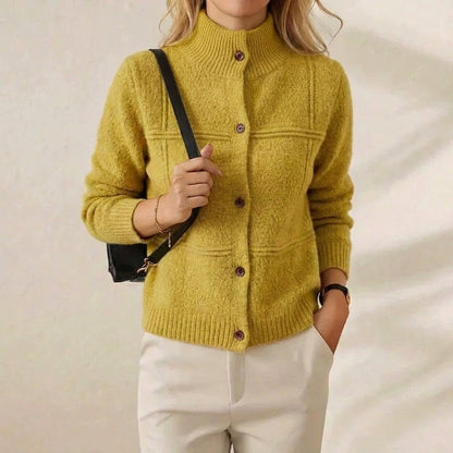 Erin – Mock Neck Button-Up Knit Cardigan