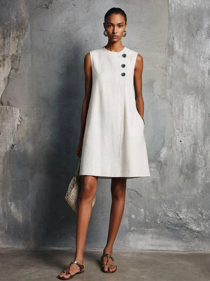Narelle – Asymmetric Button Mini Dress