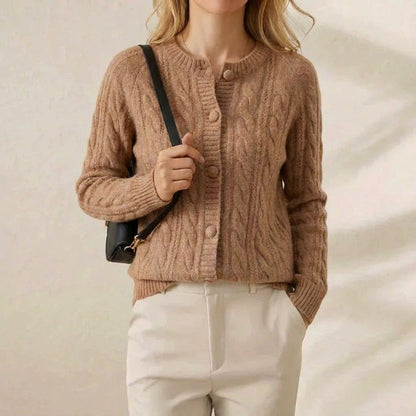 Madelyn – Cable Knit Button-Up Cardigan