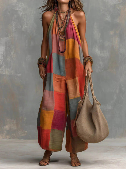 Ramona – Patchwork Halter Jumpsuit