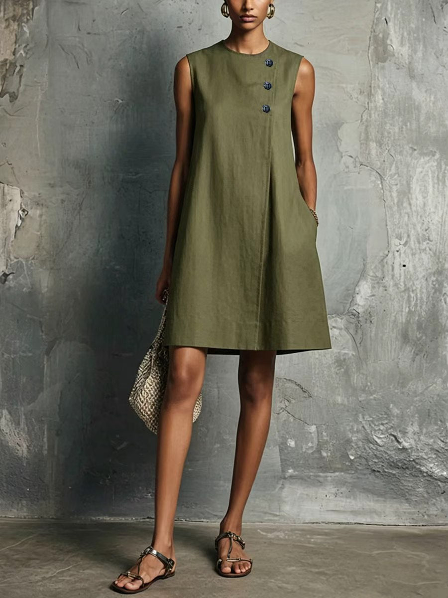Narelle – Asymmetric Button Mini Dress