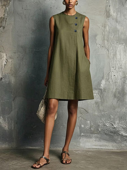 Narelle – Asymmetric Button Mini Dress