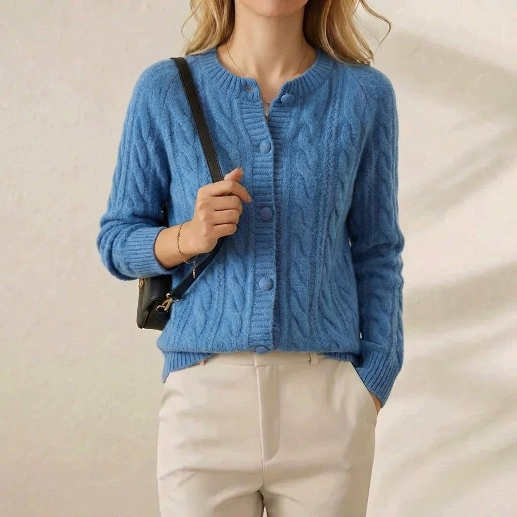 Madelyn – Cable Knit Button-Up Cardigan
