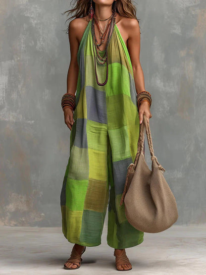 Ramona – Patchwork Halter Jumpsuit