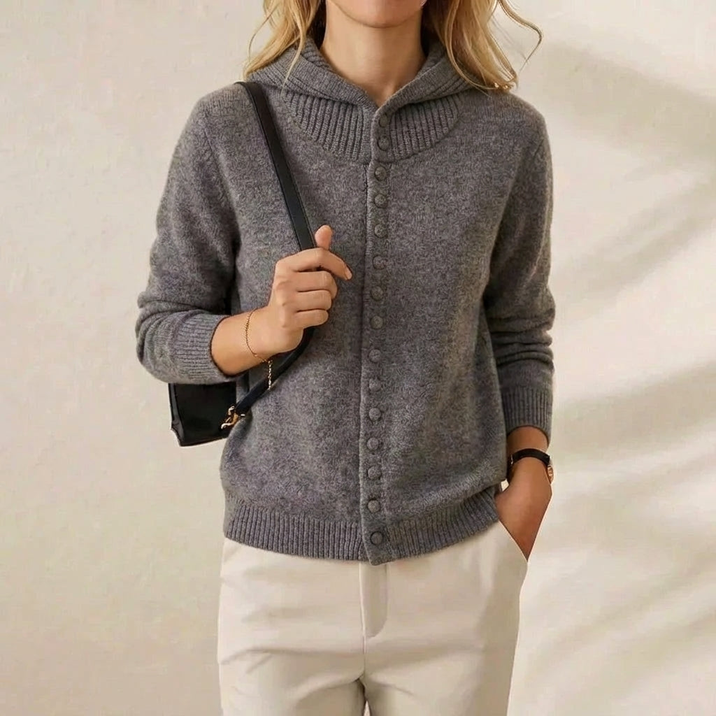 Katherine – Hooded Button-Front Knit Cardigan