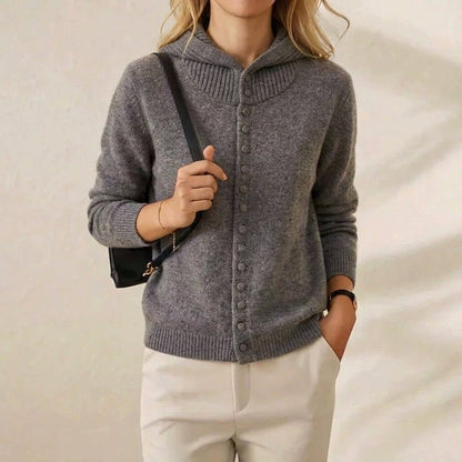 Katherine – Hooded Button-Front Knit Cardigan