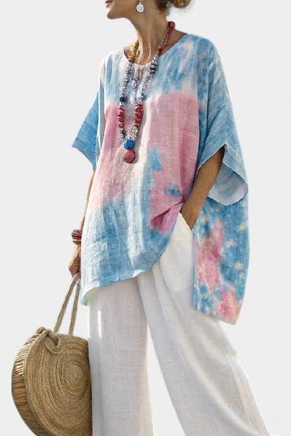 Maren | Comfortable Relaxed Linen Top & Striped Pants