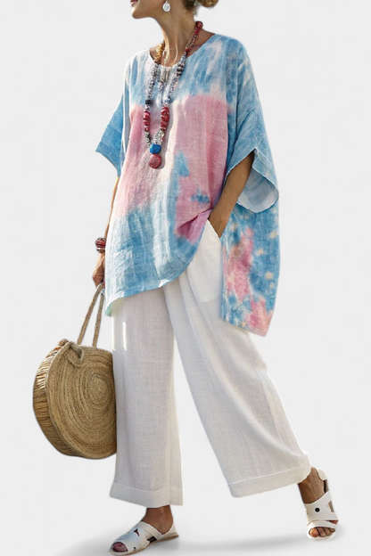 Maren | Comfortable Relaxed Linen Top & Striped Pants