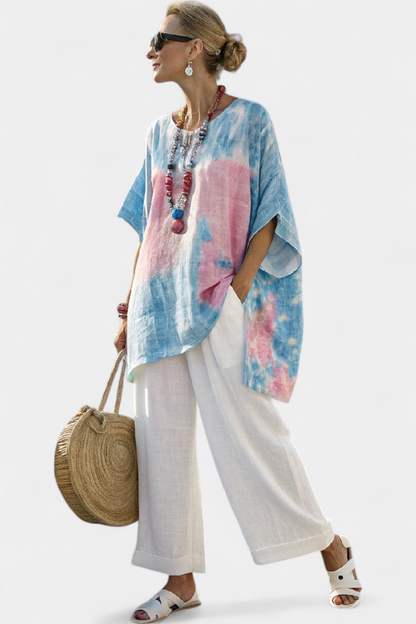 Maren | Comfortable Relaxed Linen Top & Striped Pants