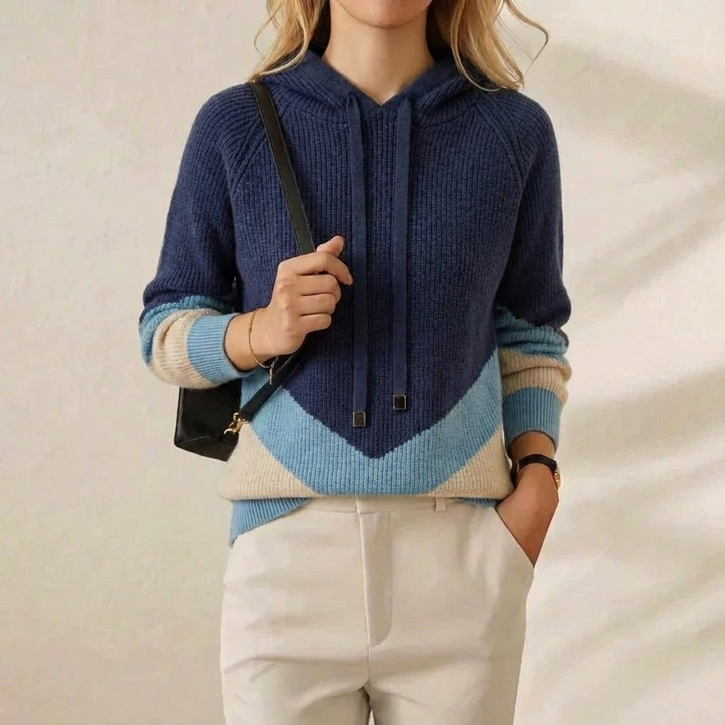Jeanne – Colour-Block Hooded Knit Jumper