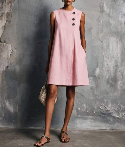 Narelle – Asymmetric Button Mini Dress