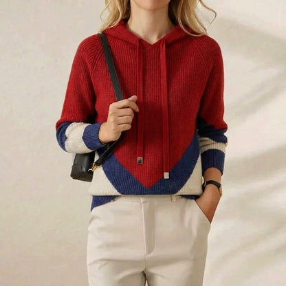 Jeanne – Colour-Block Hooded Knit Jumper