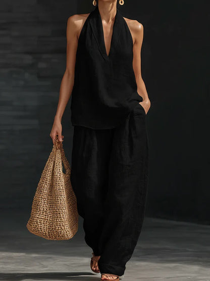 Dianne – Halter Top and Wide-Leg Pants Set