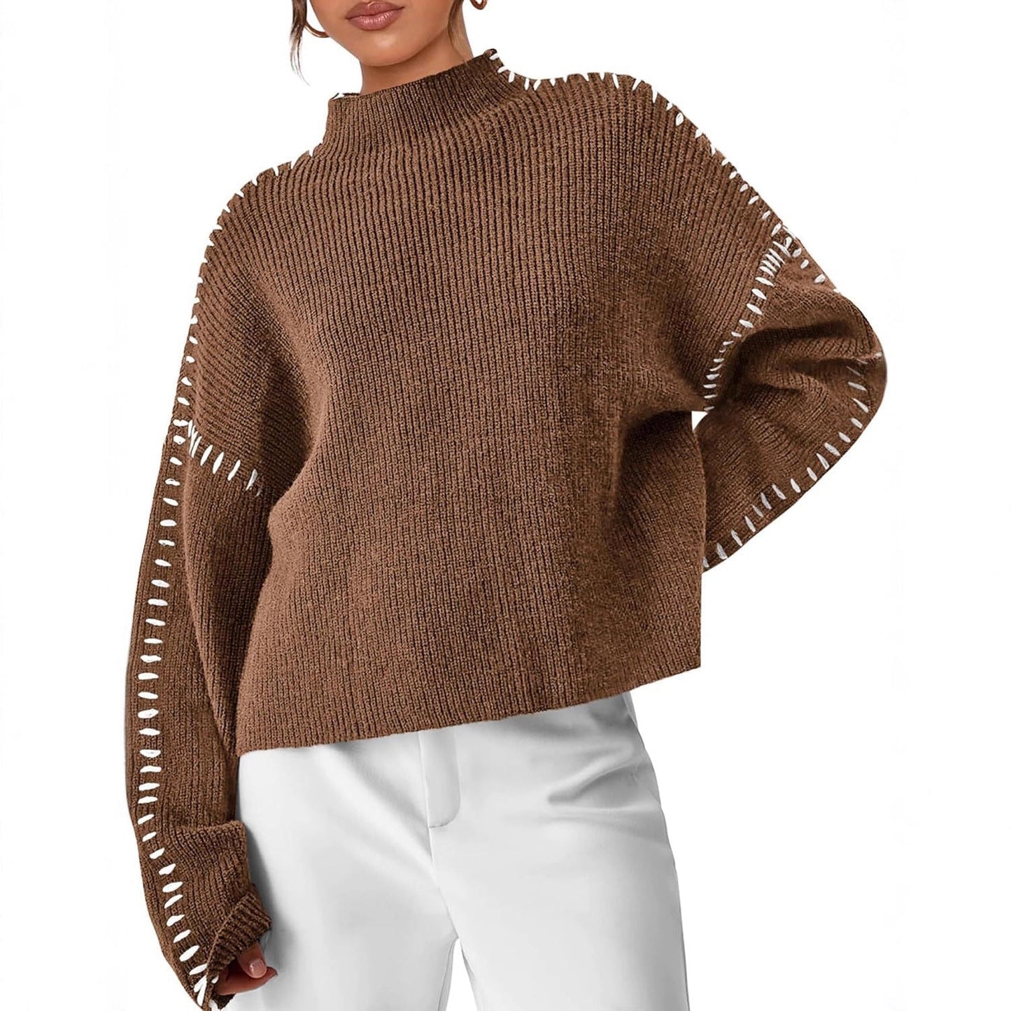 Jolene – Oversized Whipstitch Detail Jumper