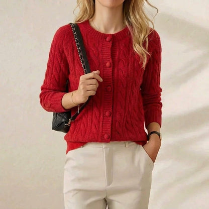 Madelyn – Cable Knit Button-Up Cardigan