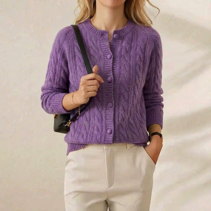 Madelyn – Cable Knit Button-Up Cardigan