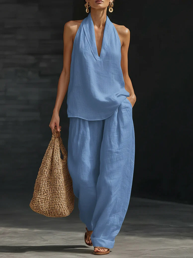 Dianne – Halter Top and Wide-Leg Pants Set