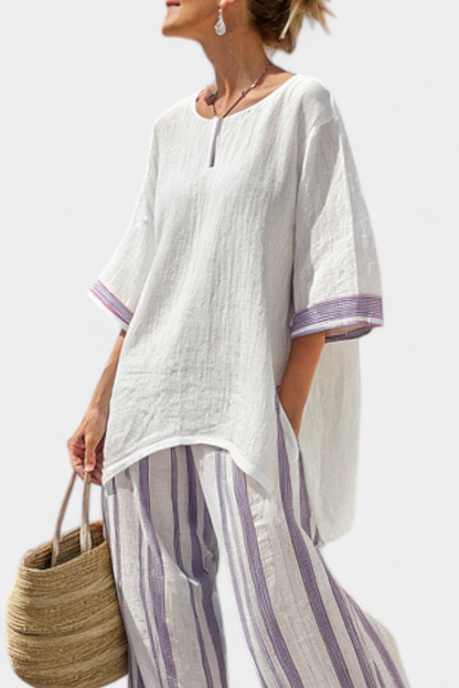 Wisdom | Comfortable Relaxed Blouse & Striped Pants