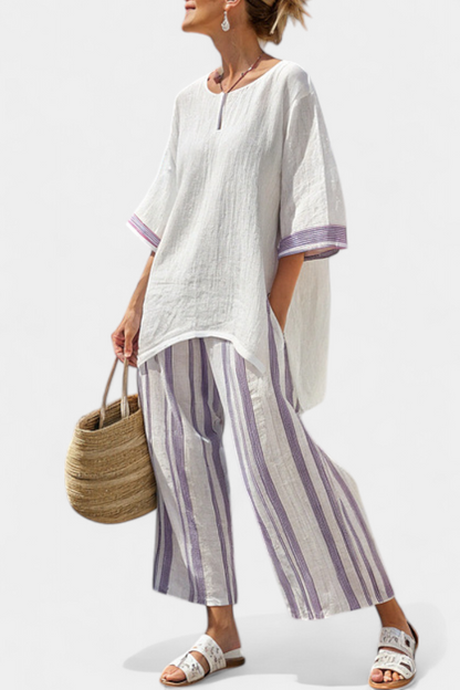 Wisdom | Comfortable Relaxed Blouse & Striped Pants