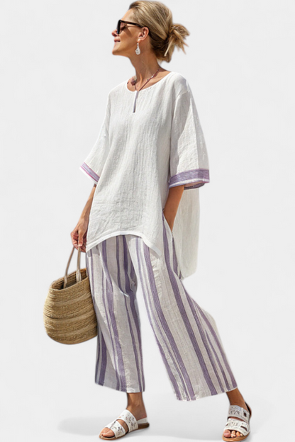 Wisdom | Comfortable Relaxed Blouse & Striped Pants
