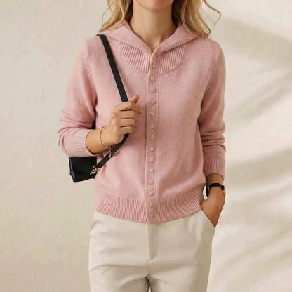 Katherine – Hooded Button-Front Knit Cardigan