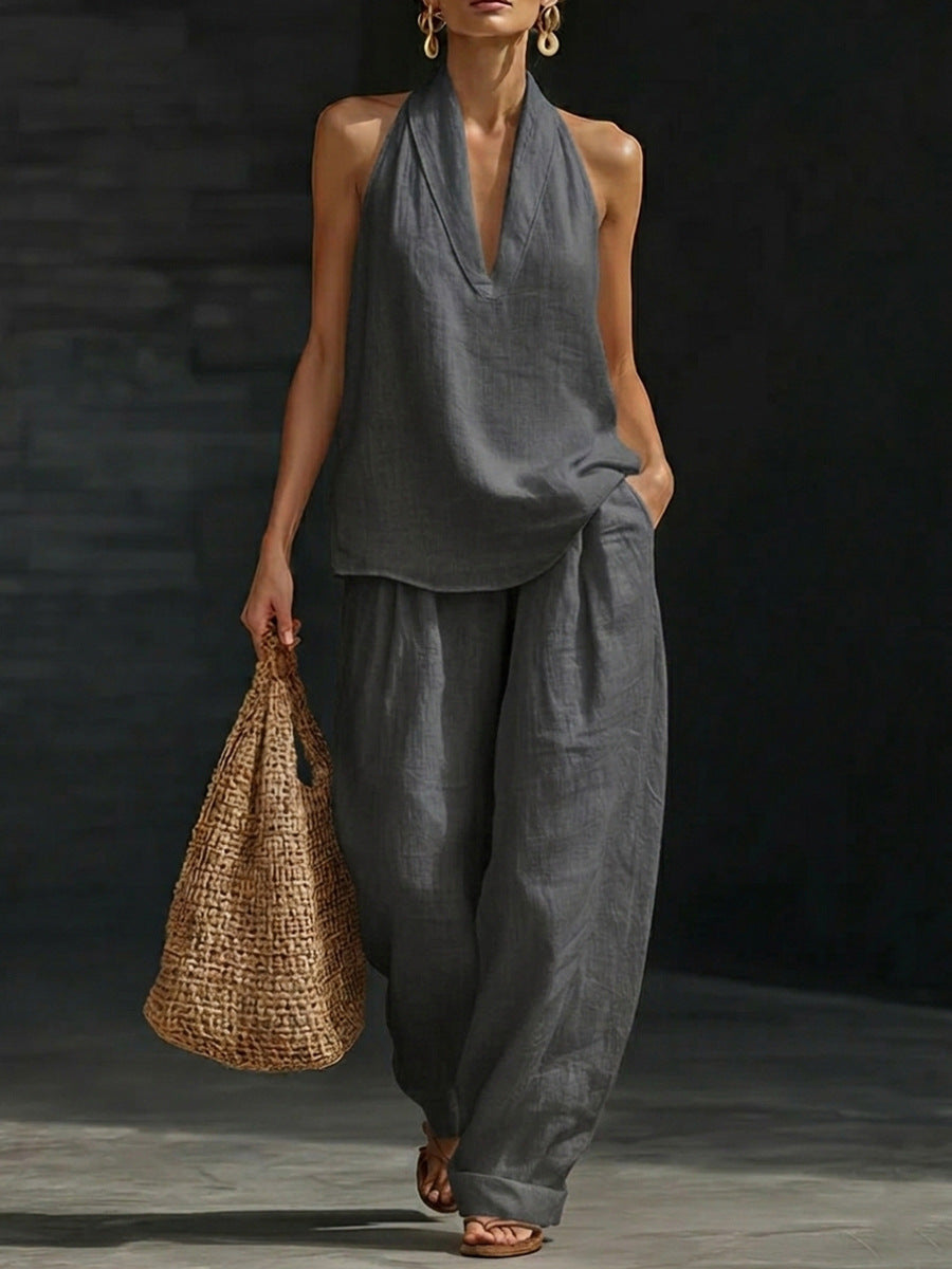 Dianne – Halter Top and Wide-Leg Pants Set