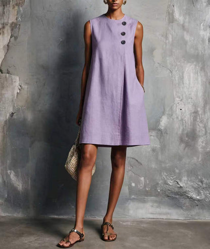 Narelle – Asymmetric Button Mini Dress