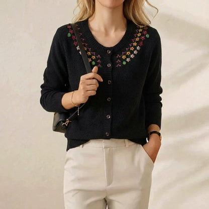 Imogene – Embroidered Floral Knit Cardigan