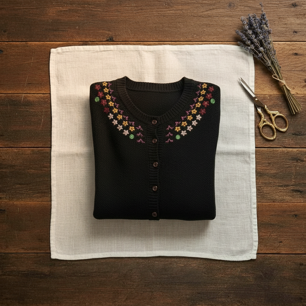 Imogene – Embroidered Floral Knit Cardigan