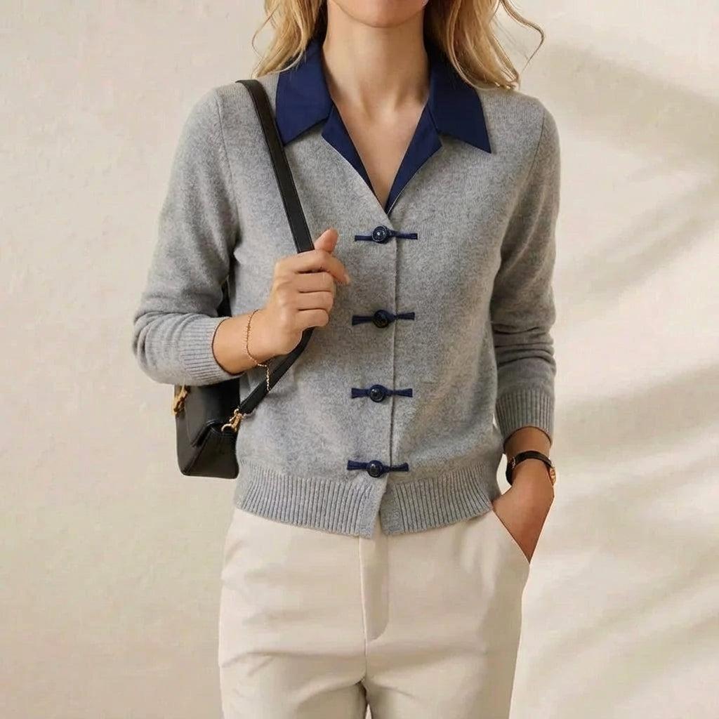 Sonia – Collared Cardigan with Toggle Buttons