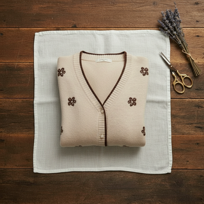 Dolores – Floral Embroidered Knit Cardigan