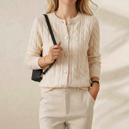 Madelyn – Cable Knit Button-Up Cardigan