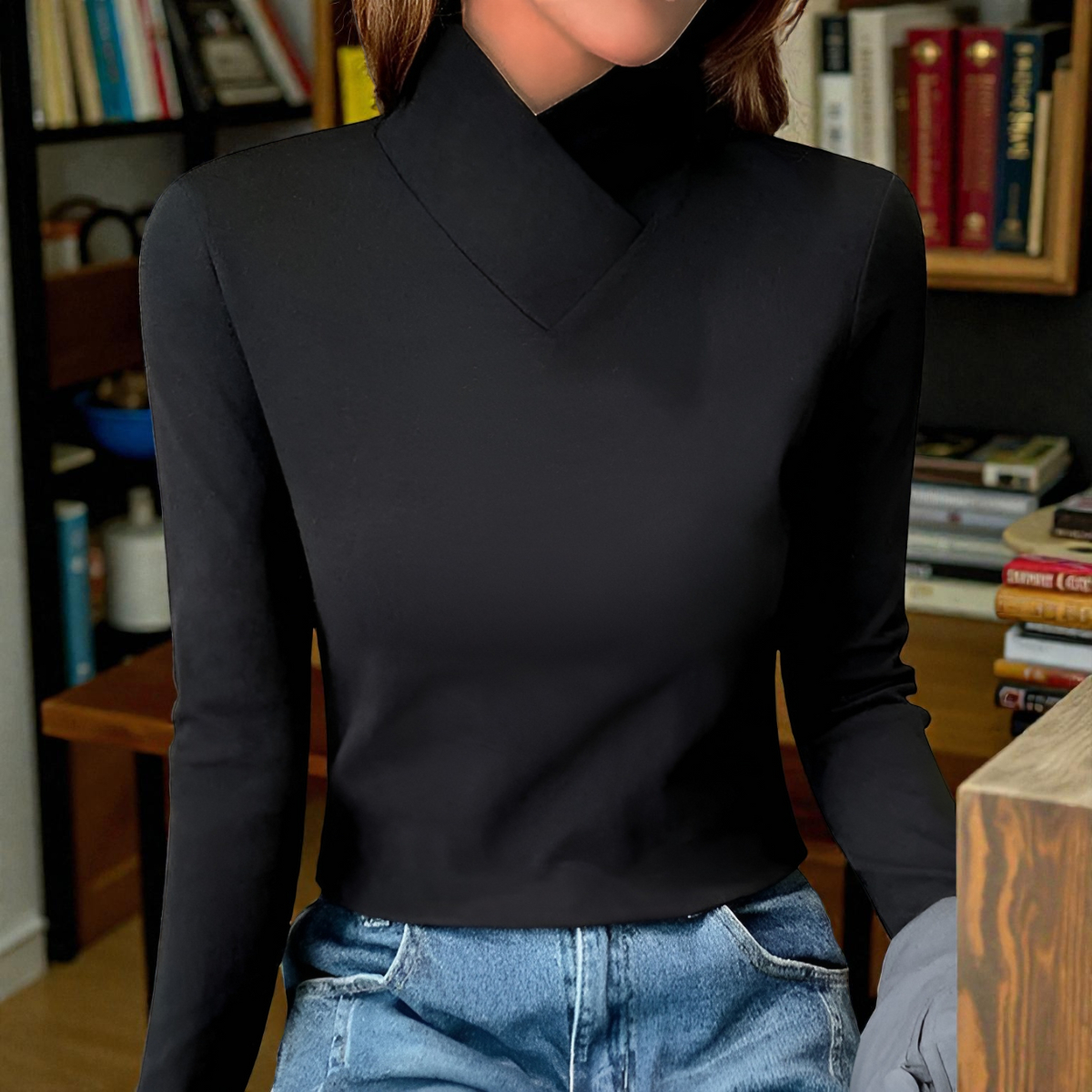 Marla – Elegant High Neck Long Sleeve Top