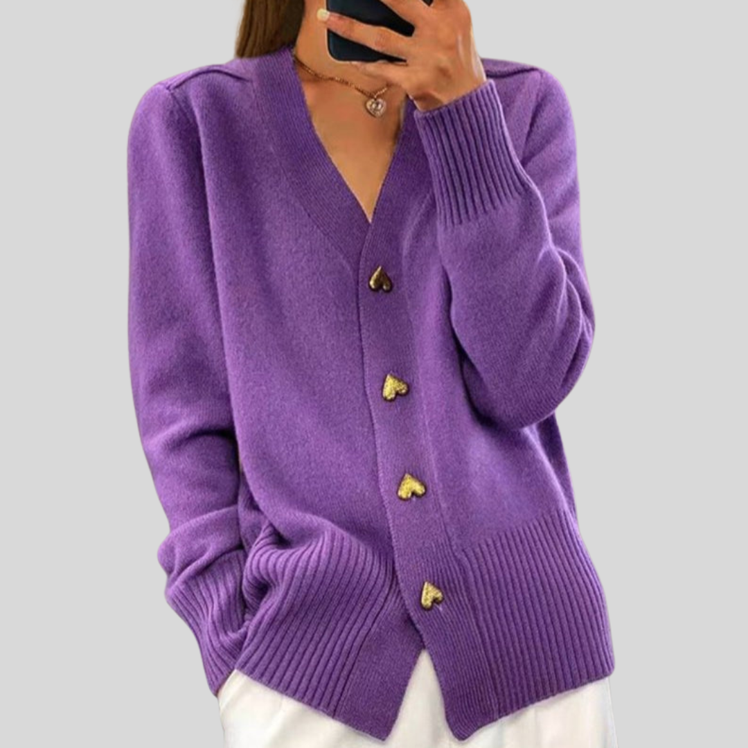 Cassandra – Knit Cardigan with Heart Buttons