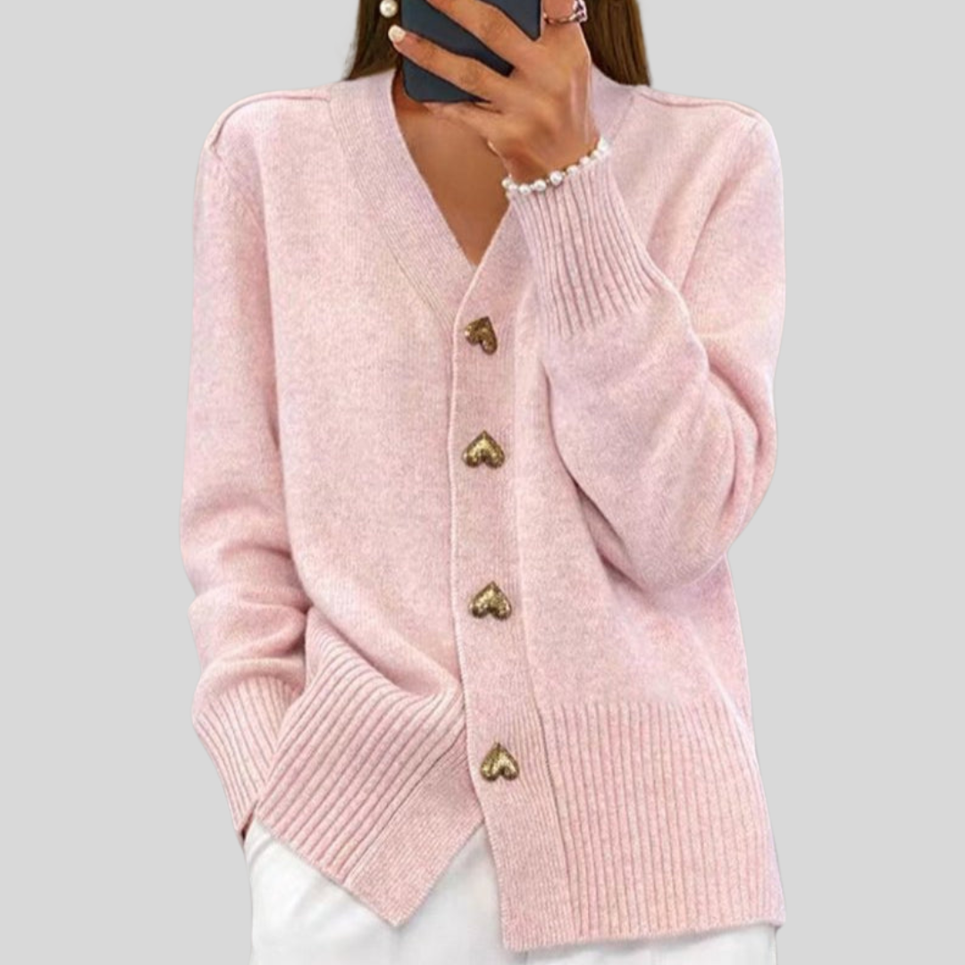 Cassandra – Knit Cardigan with Heart Buttons