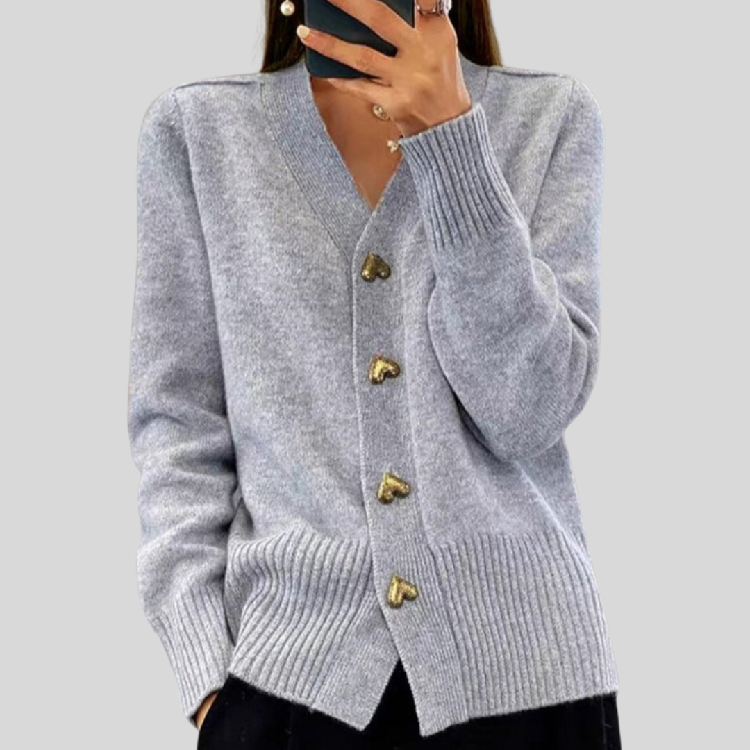 Cassandra – Knit Cardigan with Heart Buttons