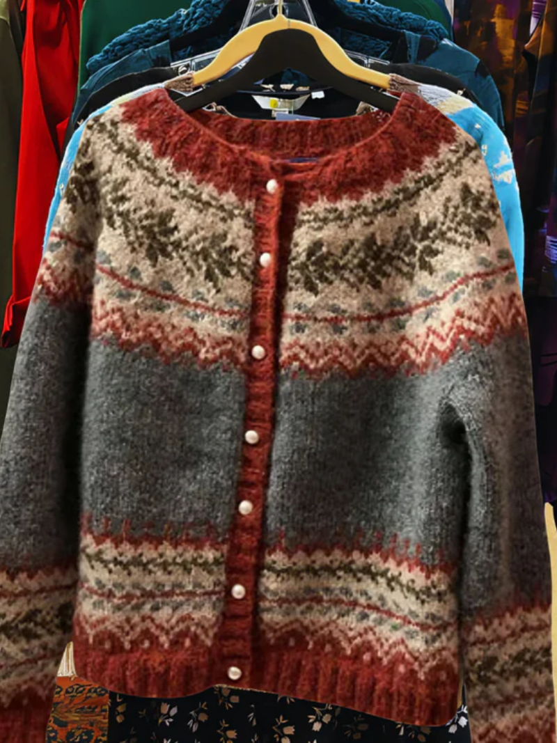 Tina – Fair Isle Button-Up Knit Cardigan