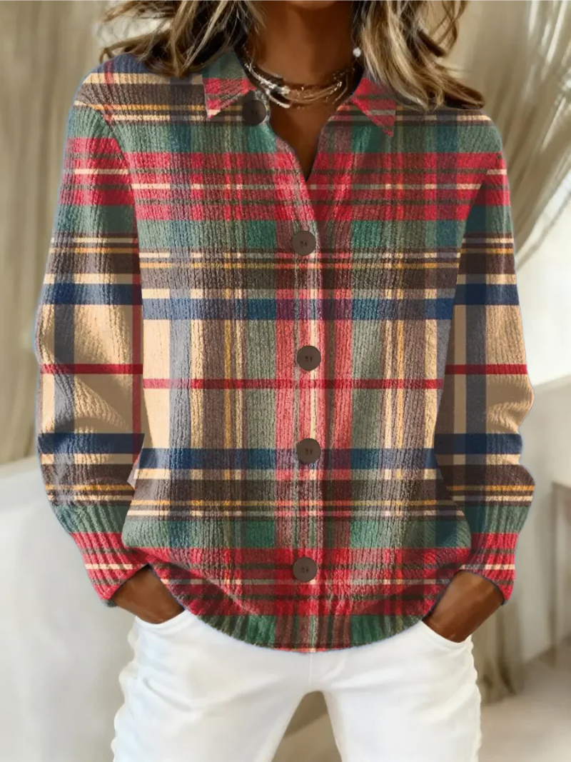 Kristen – Plaid Button-Up Long Sleeve Shirt