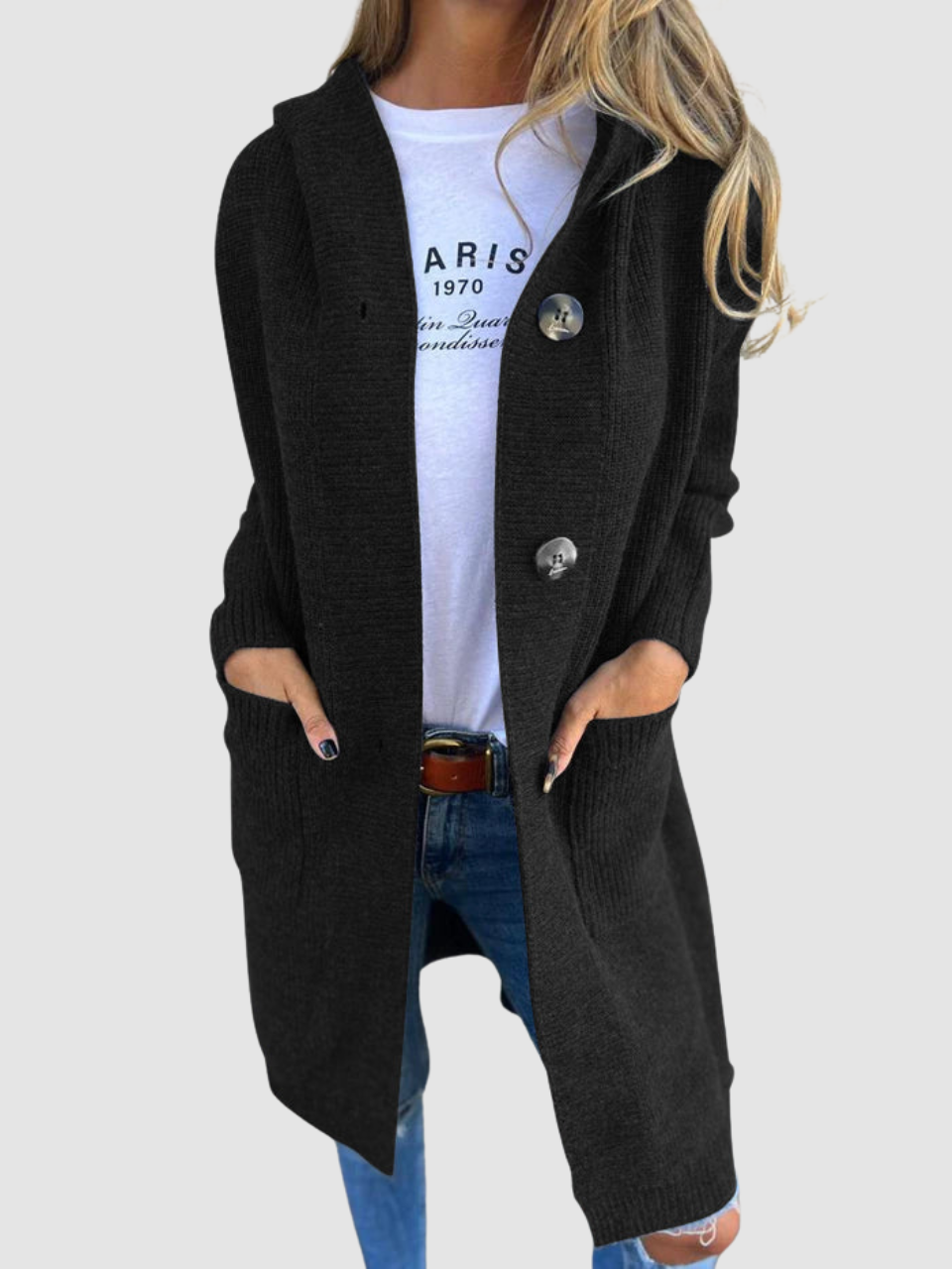 Isabel – Cosy Hooded Knit Cardigan